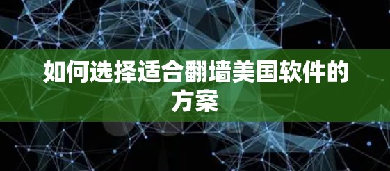 如何选择适合翻墙美国软件的方案