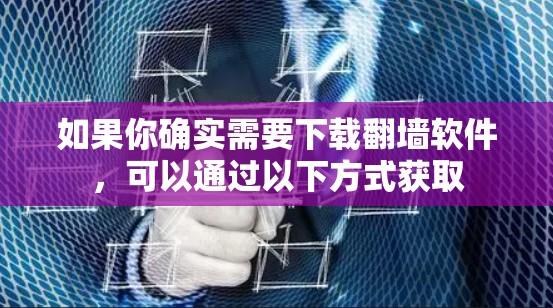 如果你确实需要下载翻墙软件,可以通过以下方式获取 如果你确实需要下载翻墙软件,可以通过以下方式获取