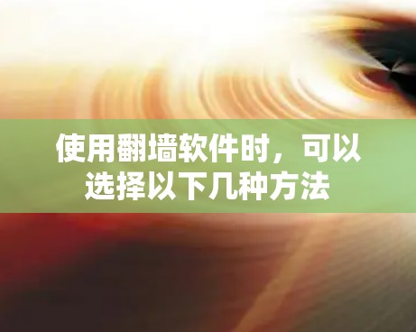 使用翻墙软件时,可以选择以下几种方法